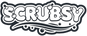 Black and white logo of 'SCRUBSY' on a white background